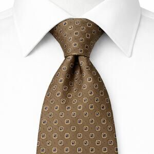 Brooks Brothers Makers 100% Silk Geometric Brown Tie - Preowned